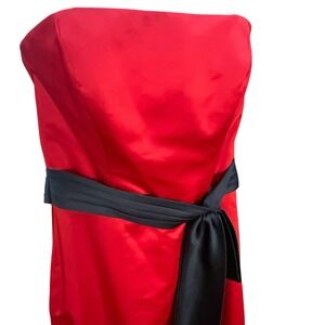 Alfred‎ Angelo 90's Strapless Corset Red Black Satin Formal Long Gown Dress READ